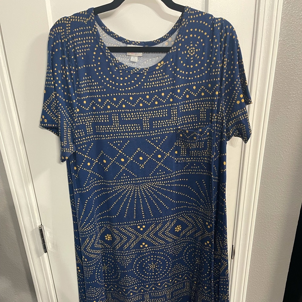 Lularoe Carly Dress - size XL (blue and yellow)